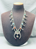 Womens Vintage Southwest Turquoise Sterling Silver Squash Blossom Necklace-Nativo Arts