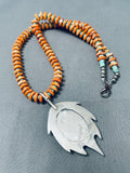 Rare Vintage Santo Domingo Orange Shell Sterling Silver Necklace