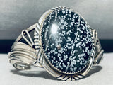 Snowflake Agate!! Vintage Native American Navajo Sterling Silver Bracelet Cuff-Nativo Arts