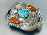 Spencer Family Vintage Native American Navajo Leaves Turquoise Sterling Silver Bracelet-Nativo Arts