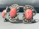 Elaborate Vintage Native American Navajo 3 Rhodolyte Domes Sterling Silver Bracelet-Nativo Arts