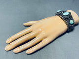 Early Sturdy Vintage Native American Navajo Cerrillos Turquoise Sterling Silver Bracelet-Nativo Arts