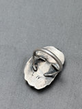 Signed Vintage Native American Navajo Old Kingman Turquoise Sterling Silver Ring Old-Nativo Arts