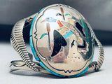 6.5 Inch Wrist Vintage Native American Navajo Charlie Bowie Sterling Silver Turquoise Bracelet-Nativo Arts