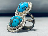 Astonishing Vintage Native American Navajo Spiderweb Turquoise Sterling Silver Ring-Nativo Arts
