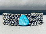 All Coils!!!! Vintage Native American Navajo Turquoise Sterling Silver Sturdy Bracelet-Nativo Arts