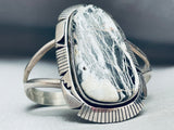 One Of The Best Vintage Native American Navajo White Buffalo Turquoise Sterling Silver Bracelet-Nativo Arts