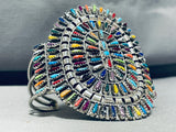 Unrivaled Native American Zuni Turquoise Multi Petit Point Sterling Silver Bracelet-Nativo Arts