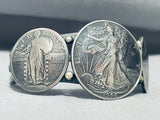 Native American Very Old Coinv Vintage Buffalo Sterling Silver Bracelet-Nativo Arts