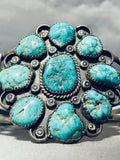 Patina Paradise!! Vintage Native American Navajo Turquoise Cluster Sterling Silver Bracelet-Nativo Arts