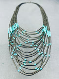 Bell Of The Ball Vintage Native American Navajo Turquoise Heishi Sterling Silver Necklace-Nativo Arts