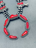 Gorgy Native American Navajo Chunky Coral Sterling Silver Squash Blossom Necklace-Nativo Arts