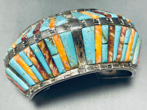 6 Inch Wrist Best Dave Freeland Vintage Inlay Turquoise Sterling Silver Bracelet-Nativo Arts