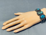 Rare Vintasge Native American Navajo Old Morenci Turquoise Sterling Silver Bracelet-Nativo Arts
