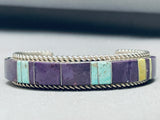 6.5 Inch Wrist Native American Navajo Turquoise Sugulite Sterling Silver Bracelet-Nativo Arts