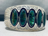 The Most Unique Abalone Shell Vintage Native American Navajo Sterling Silver Bracelet-Nativo Arts
