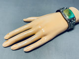 Early Sturdy Vintage Native American Navajo Squared Royston Turquoise Sterling Silver Bracelet-Nativo Arts