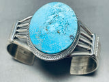 Majestic Vintage Signed Native American Navajo Blue Diamond Turquoise Sterling Silver Bracelet-Nativo Arts