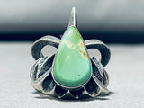 Aaron Anderson Vintage Native American Navajo Green Turquoise Sterling Silver Ring-Nativo Arts
