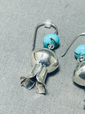 Unforgettable Native American Navajo Turquoise Sterling Silver Blossom Earrings-Nativo Arts