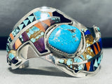 Dan Clark 6.5 Inch Wrist Native American Navajo Inlay Sterling Silver Bracelet-Nativo Arts