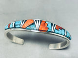 Outstanding Native American Navajo Blue Diamond Turquoise Sterling Silver Bracelet Signed-Nativo Arts