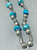 Massive Vintage Native American Navajo Turquoise Sterling Silver Necklace Old-Nativo Arts