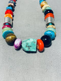 Tommy Rose Singer Native American Navajo Turquoise Coral Lapis Amethyst Sterling Silver Necklace-Nativo Arts