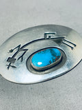 Tremendous Vintage Native American Navajo Bisbee Turquoise Sterling Silver Kachina Pin-Nativo Arts