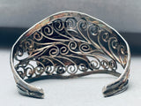Johnny Frank Vintage Native American Navajo Sterling Silver Leaves Swirl Bracelet-Nativo Arts
