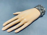 The Coolest Vintage Native American Zuni All Silver Sterling Silver Hand Wrought Bracelet-Nativo Arts