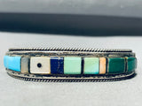 6 Inch Wrist Ernest T Vintage Native American Navajo Turquoise Inlay Sterling Silver Bracelet-Nativo Arts