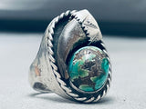 21 Grams Heavy Vintage Native American Navajo Turquoise Sterling Silver Ring Old-Nativo Arts