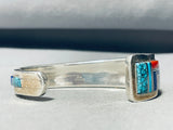 Wil Yazzie Vintage Native American Navajo 6' Wrist Sterling Silver Inlay Turquoise Bracelet-Nativo Arts