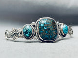 Important Lander Blue Turquoise Vintage Native American Navajo Sterling Silver Bracelet-Nativo Arts