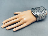 Towering Vintage Hopi Sterling Silver Hand Tooled Bracelet Cuff-Nativo Arts