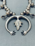 Open Arms Vintage Native American Navajo Sterling Silver Squash Blossom Necklace-Nativo Arts