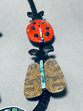 Native American Fab Important Santo Domingo Bug Inlay Sterling Silver Necklace-Nativo Arts