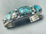 Gasp! Vintage Native American Navajo 3 Smokey Bisbee Turquoise Sterling Silver Bracelet-Nativo Arts
