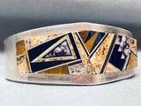 Best 6.5 Inch Wrist Vintage Native American Navajo Tan Agate Inlay Sterling Silver Bracelet-Nativo Arts