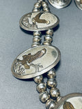 Eagles Have Landed!! Vintage Native American Navajo Sterling Silver Gold Necklace Earrings-Nativo Arts