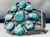 Patina Paradise!! Vintage Native American Navajo Turquoise Cluster Sterling Silver Bracelet-Nativo Arts