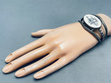 Completely Hand Carved Vintage Native American Navajo Cabin Sterling Silver Bracelet-Nativo Arts