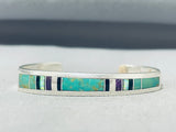 Superior Vintage Native American Navajo Royston Turquoise, Sugulite Sterling Silver Bracelet-Nativo Arts