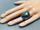 Native American Exceptional Vintage Pilot Mountain Turquoise Sterling Silver Ring-Nativo Arts