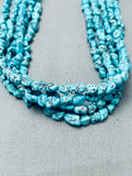 Chunky Spidferweb Turquoise Strands Vintage Native American Navajo Heishi Necklace Old-Nativo Arts