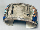 Best Vintage Native American Navajo Lapis Mosaic Inlay Turquoise Sterling Silver Watch Bracelet
