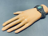 Show-stopping Vintage Native American Navajo #8 Turquoise Mine Sterling Silver Bracelet-Nativo Arts