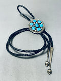 Superb Vintage Native American Navajo 7 Morenci Turquoise Sterling Silver Bolo-Nativo Arts
