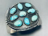Huge Vintage Native American Navajo Turquoise Sterling Silver Signed Bracelet-Nativo Arts